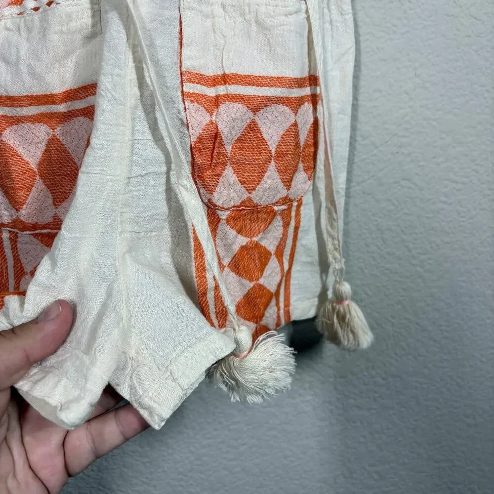 Pearl and Caviar Baby Girl Size 2/4 Apricot Zakar Romper Orange Tassel